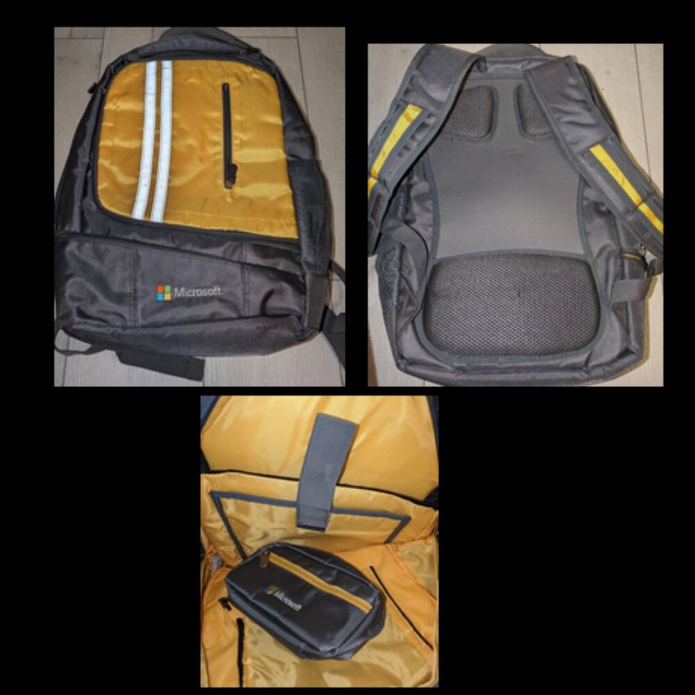 Microsoft Padded Laptop Backpack -Gray Yellow Sil… - image 1